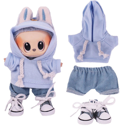 Doll Clothes Set For labubu 17cm Plush Doll Accessories Girl's Toys Birthday And Christmas Gifts Good Vibrations