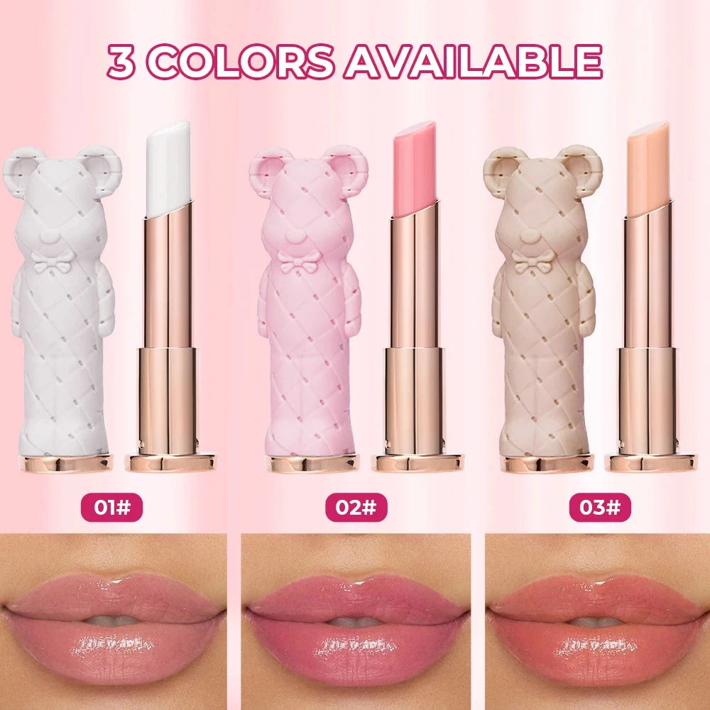 Beauty Glazed Bear Moisturizing Lipstick,Colored Lip Balm,Nourishing Lip stick,Easy To Color,Watery Good Vibrations