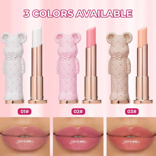 Beauty Glazed Bear Moisturizing Lipstick,Colored Lip Balm,Nourishing Lip stick,Easy To Color,Watery Good Vibrations
