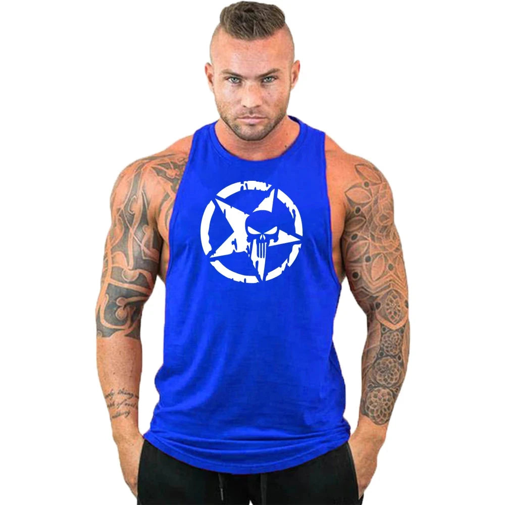 New fashion pure cotton sleeveless shirt vest men's fitness shirt men's undershirt bodybuilding exercise fitness vest fitness me Good Vibrations