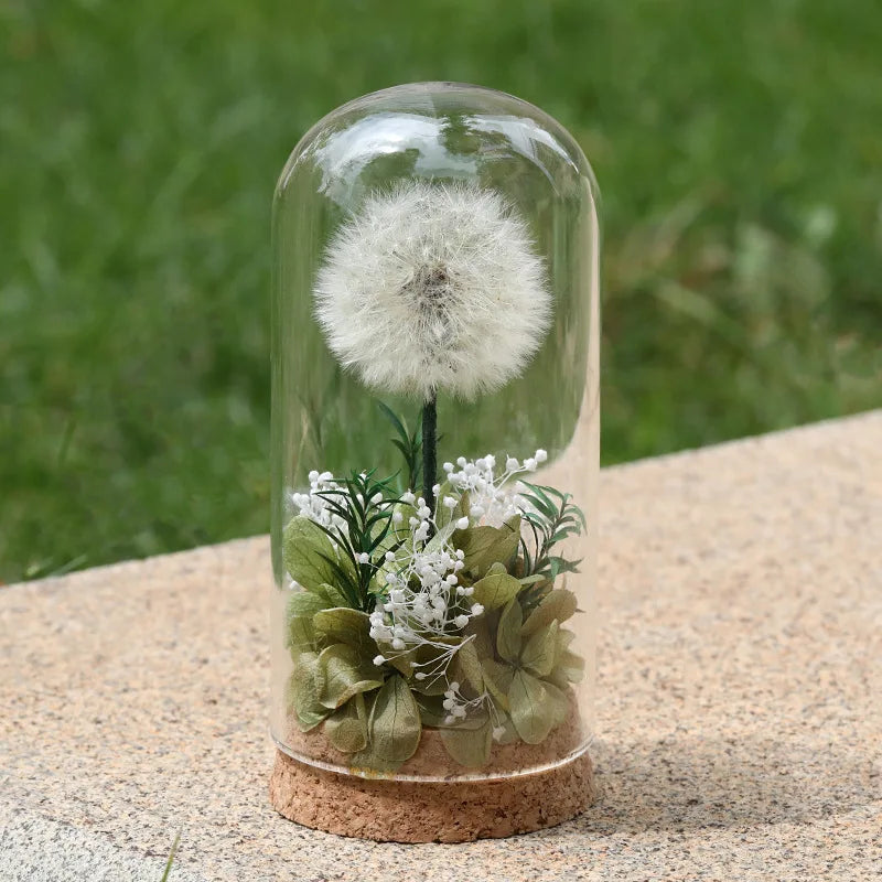 Popular Preserved Flower Gift with Glass Dome and Dandelion - Ideal for Mother's Day, Qixi, Valentine's, Birthdays & Weddings Good Vibrations