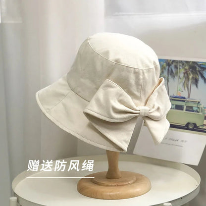 Women's hat, big brim hat, women's summer fisherman's hat, casual sun protection bow, versatile sun hat Good Vibrations