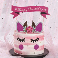 1set Unicorn Cake Toppers Kids Birthday Party Cake Decorations Baby Shower Cake Flags Birthday Party Supplies Good Vibrations