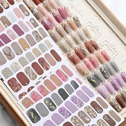 14Tip/Sheet Abalone Slice Nail Wrap Decals Baking Free Self Adhesive Nail Polish Sticker Long-Lasting Marble Gradient Nail Strip Good Vibrations