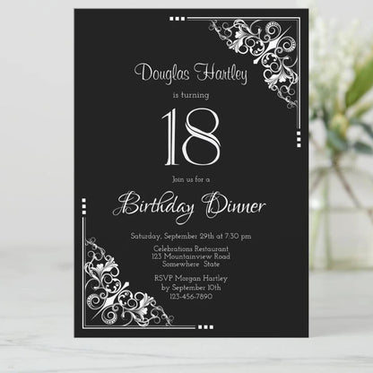 5/20/100pcs 18th birthday invitations, Watercolor Blue Floral birthday invitations 18, Sunflower Birthday Invitation Good Vibrations