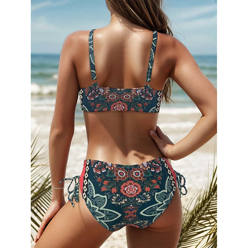 2025 New Women Bikinis Set Swimsuit Swimwear Plus Size Push Up Large Big Floral Swimming Suits Beachwear Bathing Suits ﻿ Good Vibrations