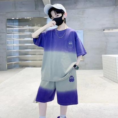 Gradient Sportswear Set 2025 New Children's Clothing Clothes for Cotton Boys Kids Sweatshirt Tracksuit Boy 8 10 Year Old Top Good Vibrations