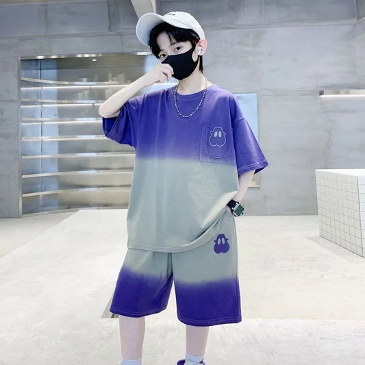 Gradient Sportswear Set 2025 New Children's Clothing Clothes for Cotton Boys Kids Sweatshirt Tracksuit Boy 8 10 Year Old Top Good Vibrations