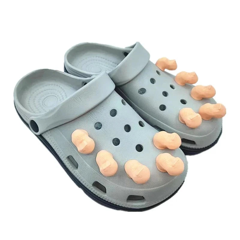 Funny Big Toes Charms spoof popular set of 5 for Crocs Comedy Accessories Release Your Toes Friends Gifts Good Vibrations