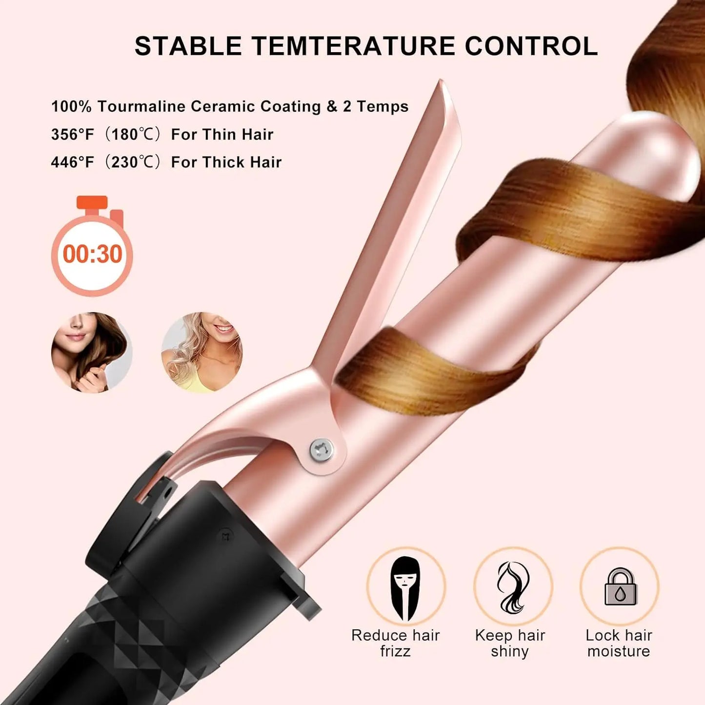 Customizable Electric Curling Iron Hair Tools Professional Roller Curls Wand Fast Heating Up  Curling Iron for All Hair Types