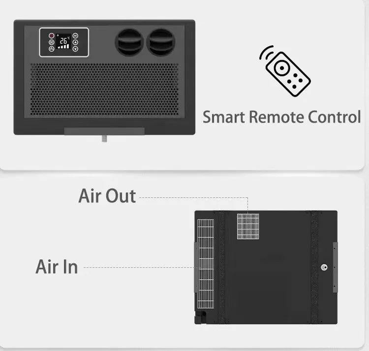 RV Air Conditioner Unit 24V Portable Installation Wide-Range Cooling Electric Vehicle Air Conditioning for Boat Yacht Good Vibrations
