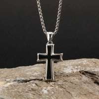Stainless Steel Cross Necklace for Men,Waterproof Black Glue Pendant Necklace,Trendy Stylish Jewelry Gifts Good Vibrations