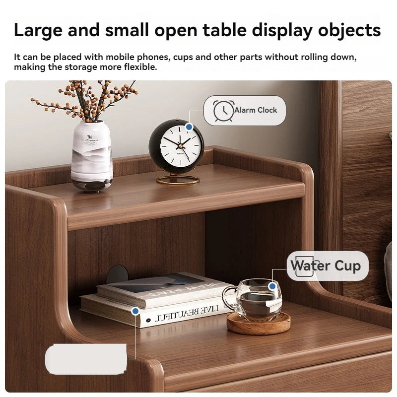 Bedside cabinet, household small bedroom storage, narrow cabinet, mini storage shelf, solid wood color, multi-purpose storage Good Vibrations