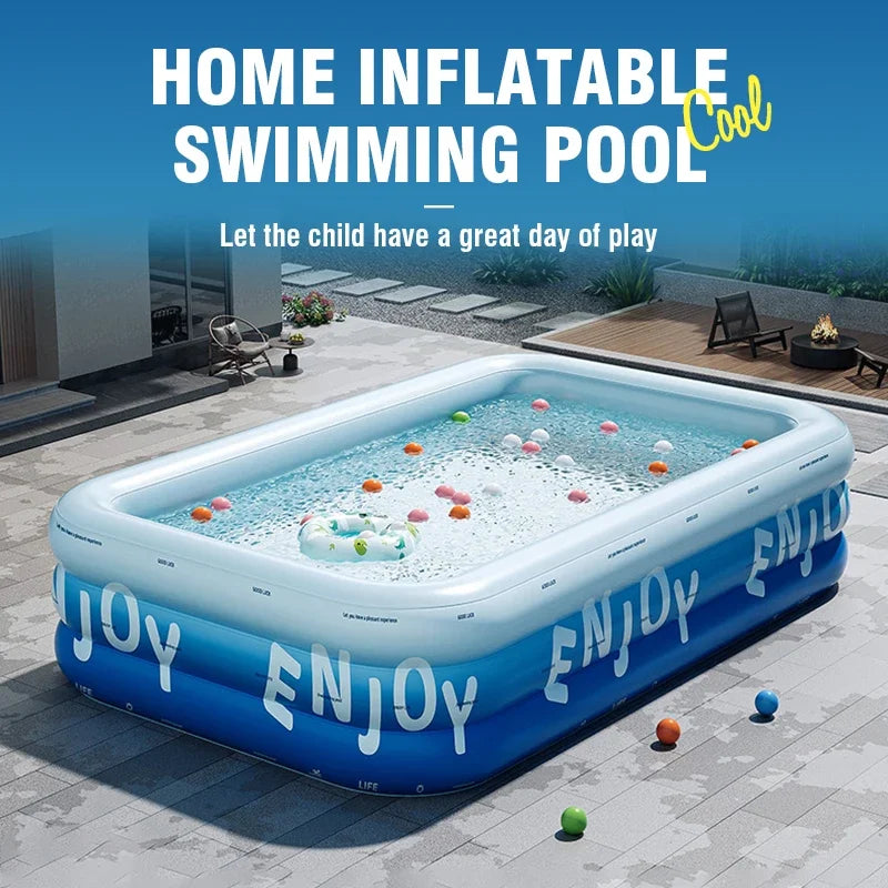 Inflatable Pool 3/2.6/2.1M Large Family Pools Swimming Pool with Canopy Children's Outdoor Removable Basen Toys for Kids Adult Good Vibrations