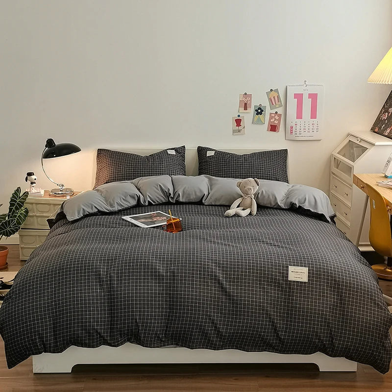 Checkerboard Bedding Comforter Set with Pillowcase bed sheet Single Full Size Bed Linen Duvet Cover Set Queen/King Double Single Good Vibrations