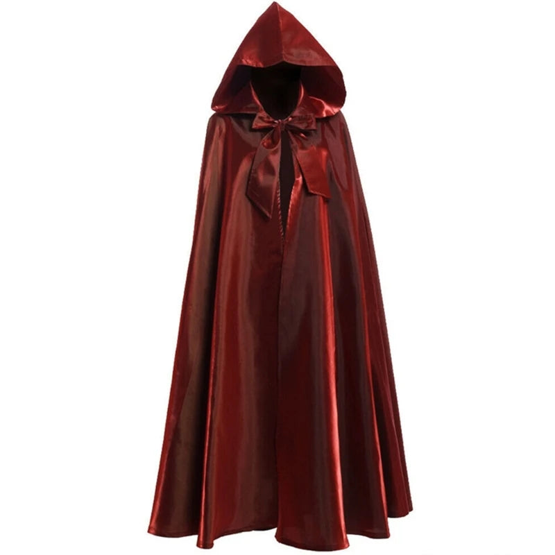 Halloween Party Costume Women Men Adult Long Robe Hooded Cloak Witchcraft Christmas Holiday Solid Color Medieval Cape Good Vibrations