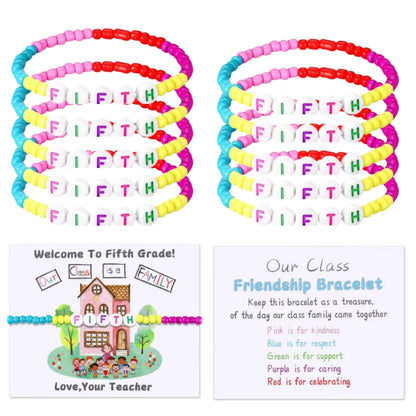 10 Sets Back to School Gifts for StudentInclude Our Class Is a Family Greeting Card andFirst Day of School Bracelet Good Vibrations