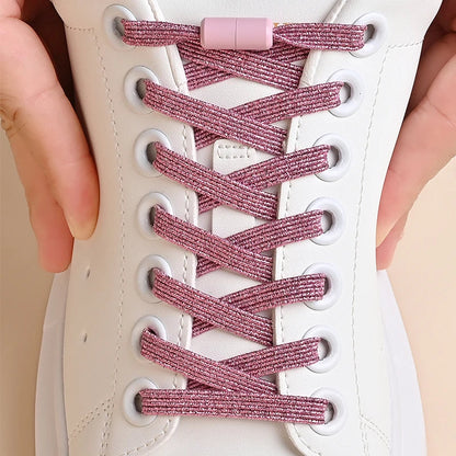 1Pair No Tie Shoe Laces Colorful Buckle Shoelaces Pearl Light Colorful Fashion Without Ties Elastic Laces Sneaker Kids Adult Good Vibrations