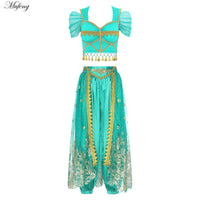 Women Arabic Belly Dance Costume Oriental Indian Sari Bollywoods Jasmine Halloween Cosplay Top Pants Rave Phot Dancewear Outfit Good Vibrations