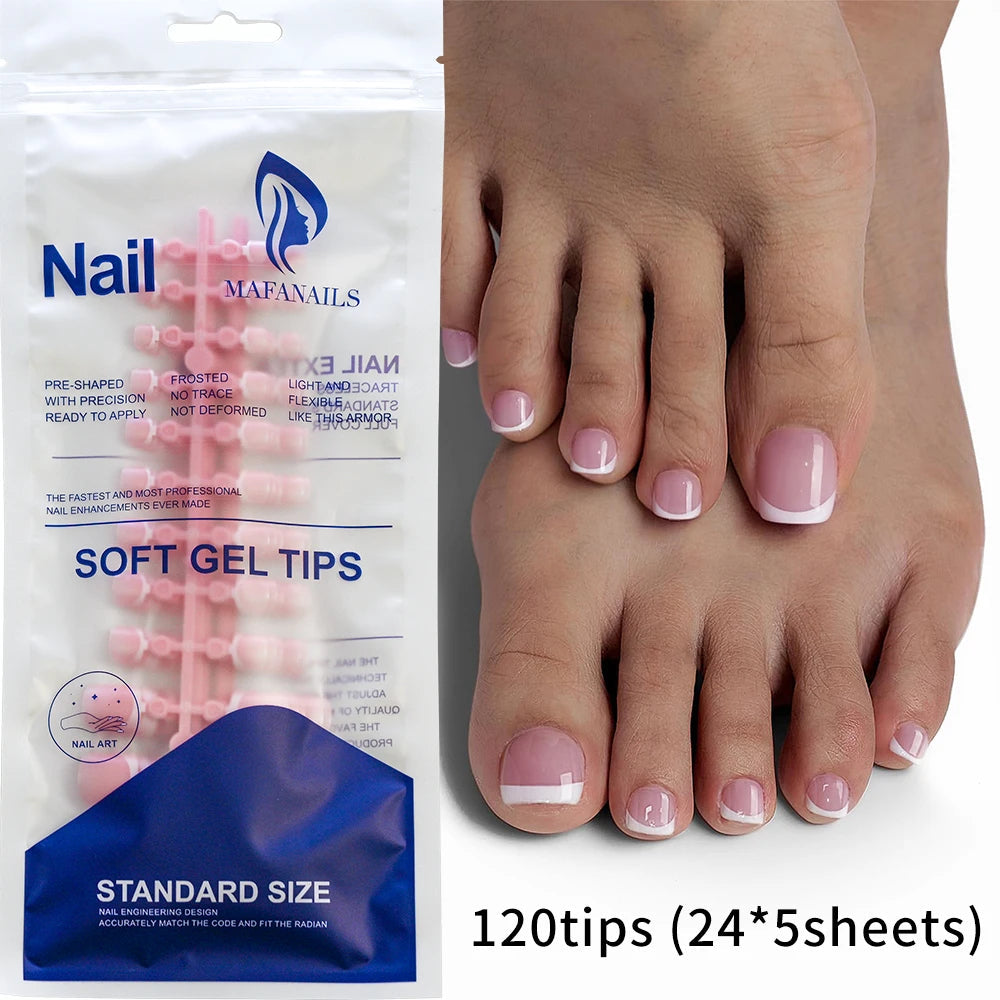 120Pcs French Short Square Artificial Press On Toenails Nude Pink Full Cover False Toe Nails Fake Toe Nail Extension For Women Good Vibrations