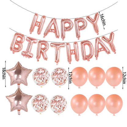 Happy Birthday Decoration Balloons Pink Blue Letter Foil Ballons Set Children Adult Birthday Party Anniversary Decor Supplies Good Vibrations