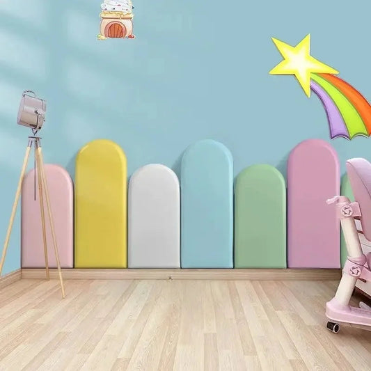 1PC 7.87inx15.75in Bed Headboards Anti-collision Wood Wall Panels  Bed Head Headboard Stickers Tete De Lit Good Vibrations