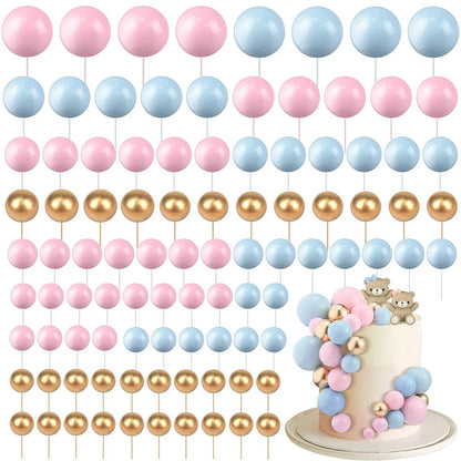 20Pcs Balls Cake Topper Pink Blue Gold Cake Balls Baking Decoration Birthday Wedding Anniversary Cake Picks Insert Toppers Decor Good Vibrations