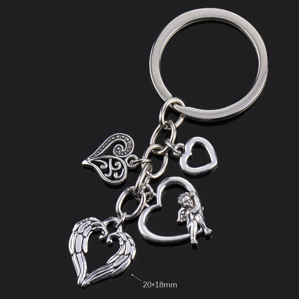 Fashion Animal Women Keychain Car Moon Cat Dog Love Heart Key Chain Friends Gift Jewelry Bag Pendant Wing Evil Eye Angel Turtles Good Vibrations