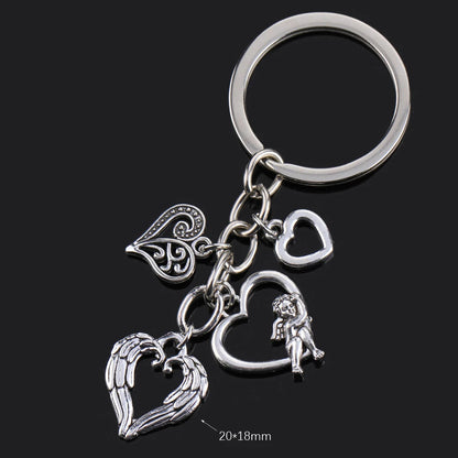 Fashion Animal Women Keychain Car Moon Cat Dog Love Heart Key Chain Friends Gift Jewelry Bag Pendant Wing Evil Eye Angel Turtles Good Vibrations