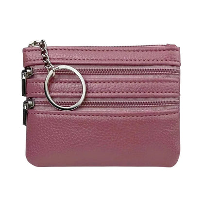 PU Leather Portable Money Coin Purse with Key Ring Waterproof Pocket Purse Zipper Wear-resistant Credit Card Holoder Man Women Good Vibrations