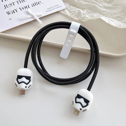 New Cartoon Charger Cable Protector for IPhone 15 14 13 12 18W 20W Charger Protection Cover Stitch Data Line Winder Protective Good Vibrations