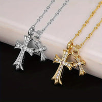 1pc Luxury Geometric Elegant Cross Necklace For Women Men Wedding Engagement Party Jewelry Accessories Good Vibrations