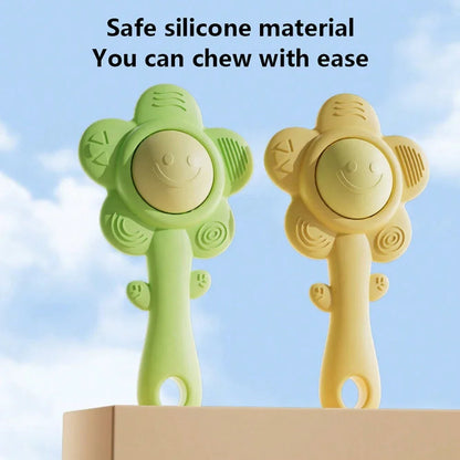 A Teether And Rattle For Babies: Sound, Chewable Toy, Early Learning And Entertainment, Teether, Rattle, Grip Function 3-In-1. Good Vibrations