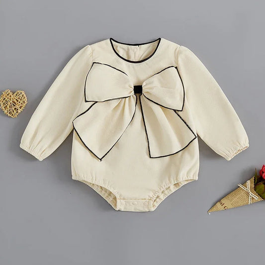Baby Clothing  Girls Cute 3D Bow Rompers Toddler Infant Solid Long Sleeve Jumpsuits Newborn Autumn Clothes Good Vibrations