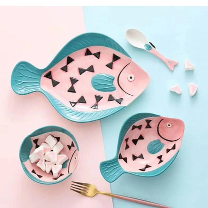 Ceramic Steamed Fish Plate Irregular Household Large Deep Shaped Bowl Cute Dining Table Supplies Good Vibrations
