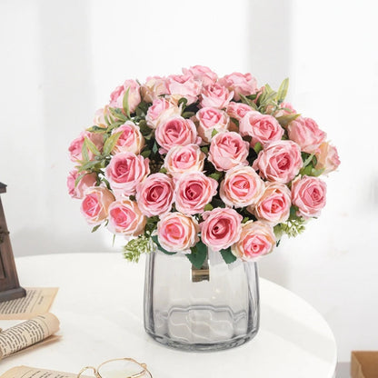 10 Heads Artificial Flowers Scrapbooking Silk Roses Christmas Wedding Party Bouquet Household Products Vases for Home Decoration Good Vibrations