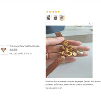 Charmsmic New Vivid Bee Pendant Charms Bracelets & Bangles For Women Punk Style Brown PU Leather Metal Button Jewelry 2024 Good Vibrations