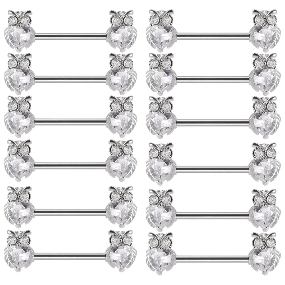 6Pairs/Lot 361L Surgical Steel Nipple Barbell Ring Moon Nipple Ring Scissors Nipple Shield 14G Tongue Piercing Body Jewelry Good Vibrations
