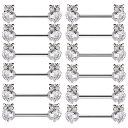 6Pairs/Lot 361L Surgical Steel Nipple Barbell Ring Moon Nipple Ring Scissors Nipple Shield 14G Tongue Piercing Body Jewelry Good Vibrations