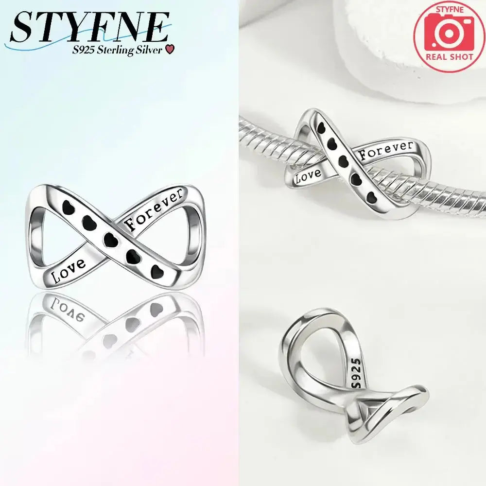 925 Sterling Silver Forever Family Infinite Love Beaded Charm Fit Original Bracelet Diy Fine Jewelry Making Gift Good Vibrations