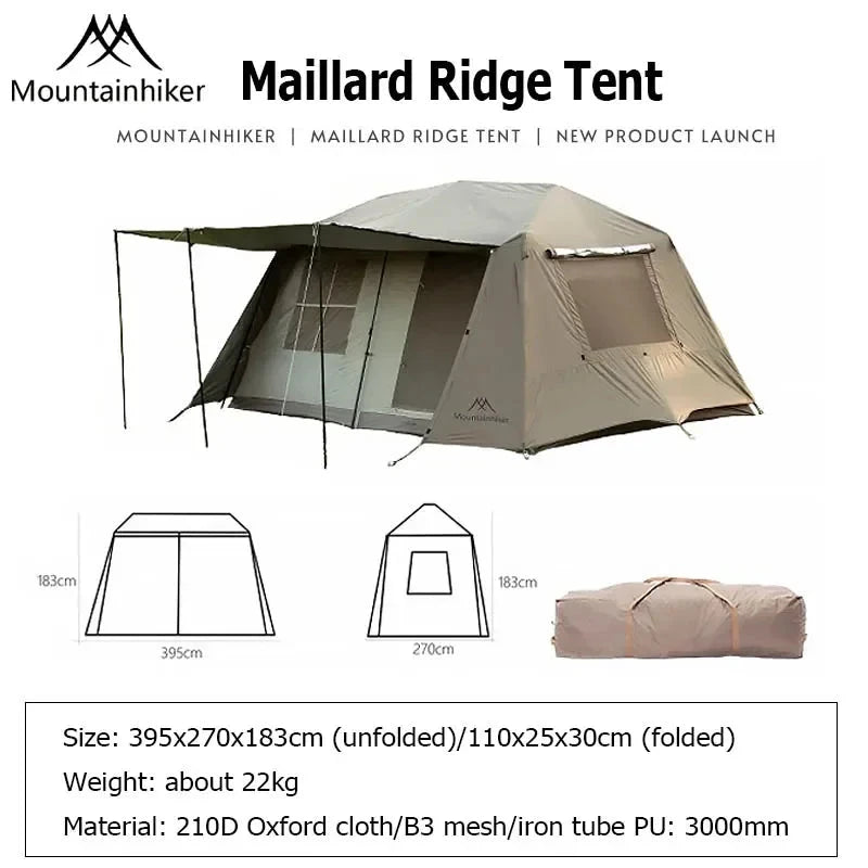 MOUNTAINHIKER One-button Tent Living Shell Shelter Ridge Tent Two Bedrooms and One Living Room Automatic Beach Outdoor Large Good Vibrations