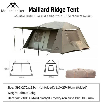 MOUNTAINHIKER One-button Tent Living Shell Shelter Ridge Tent Two Bedrooms and One Living Room Automatic Beach Outdoor Large Good Vibrations