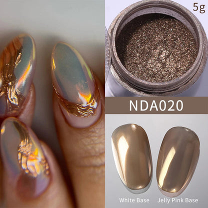 NICOLE DIARY Moonlight Mirror Nail Powder Aurora Silver Glitter Metallic Effect UV Gel Polish Pigment Chrome DIY Nail Decoration Good Vibrations