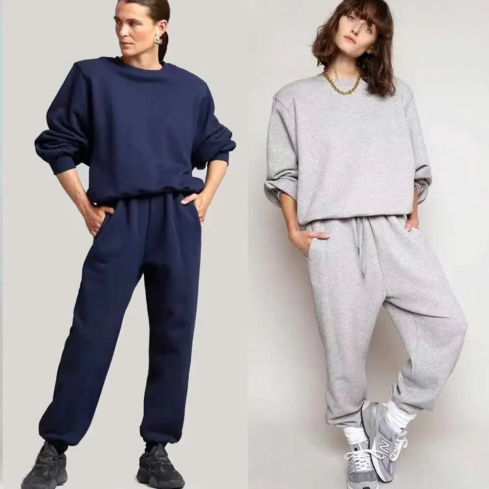 cotton jogging set women long sleeve sweatshirt Relaxed fit SWEATPANTS autumn winter relaxed fit 2 piece sets womens outfits Good Vibrations