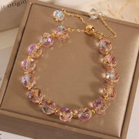 Crystal Woven Female Bracelet New Fashion Shiny Crystal Stone Beads Elasticity Rope Bracelets for Women Sweet Jewelry Good Vibrations