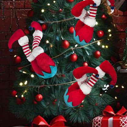 Elf Legs Santa Claus Legs Christmas Tree Picks Striped Plush Stuffed Hanging Ornaments Leg Picks Christmas Tree Party Decoration Good Vibrations