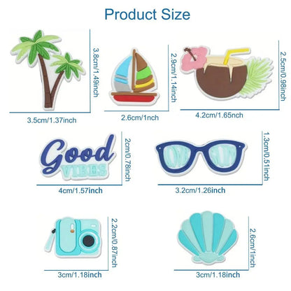 7Pcs DIY Charms for Bogg Bag Accessories Waterproof Beach Bag Accessories Charms for Bogg Bag/Beach Bag Good Vibrations