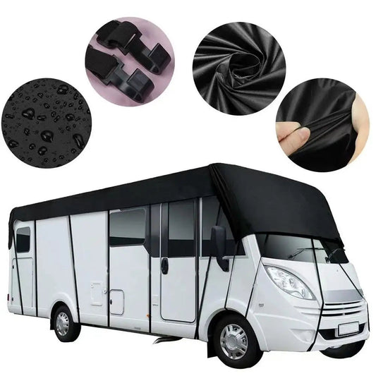 210D Oxford Cloth RV Roof Protective Cover Black Foldable RV Resistant Sunscreen RV Waterproof Roof Tear Supplies Cover S5M5 Good Vibrations