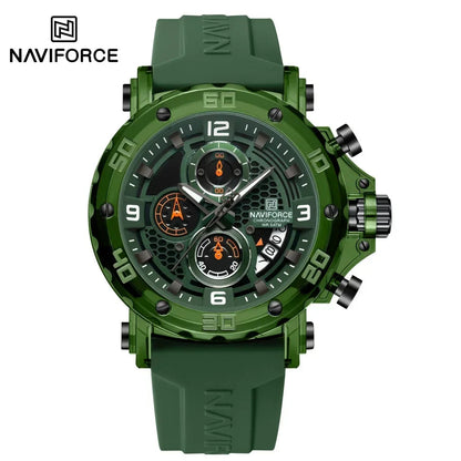 NAVIFORCE for Men Silicone Strap Luxury Fashion Quartz Watches Wrist watch Sports Chronograph 5TM Waterproof Male Watches GIfts Good Vibrations