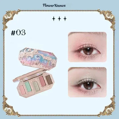 Flower Knows Moonlight Mermaid Eyeshadow Palette 8-Color Matte Shimmer Glitter Eye Makeup Cosmetics Women Beauty Eye Shadow Good Vibrations